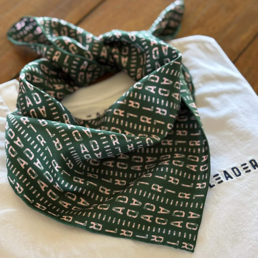 Silk Twill Scarf - Green/Soft Pink